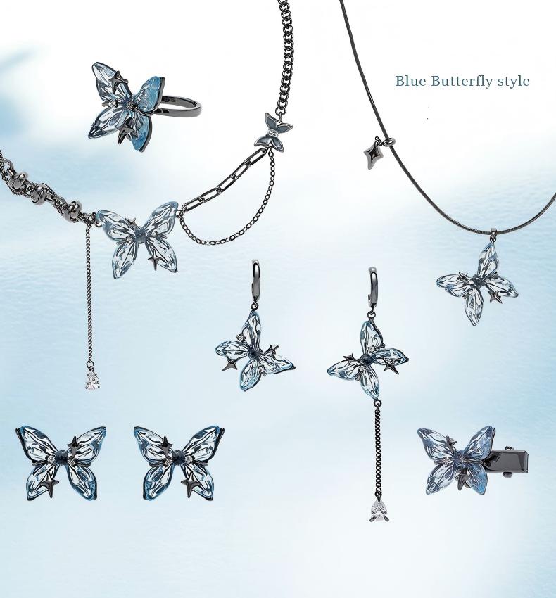 Heaven Officials Blessing Ice Blue Butterfly Jewelry Collection