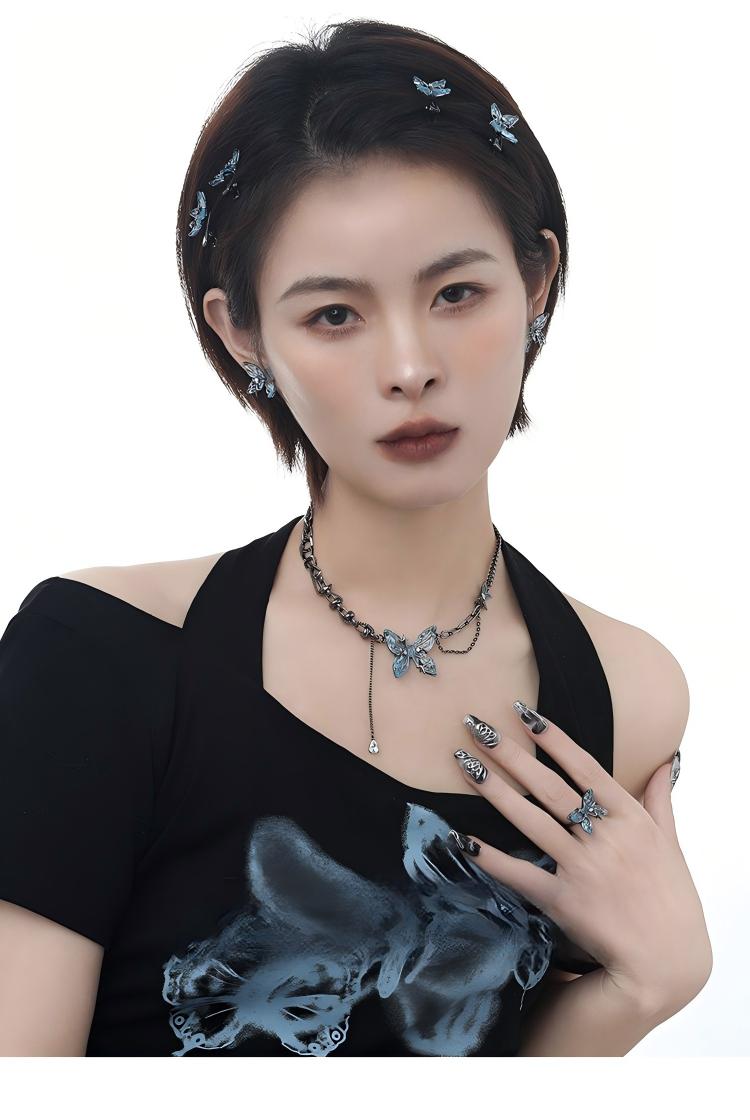 Heaven Officials Blessing Ice Blue Butterfly Jewelry Collection