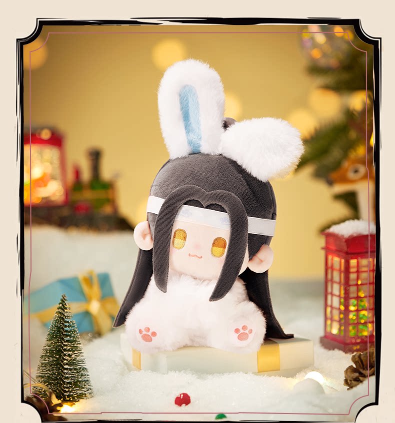 Mo Dao Zu Shi Anime Plush Doll, Sitting Style Bunny Character Figure, Polyester Fiber, 15cm, Desktop Ornament Collectible