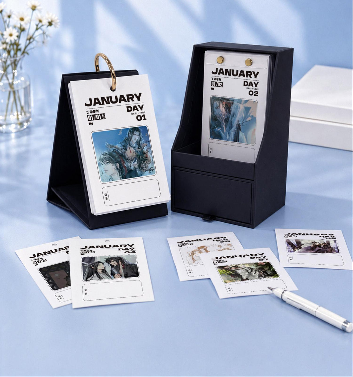 Mo Dao Zu Shi 2027 Desktop Day Calendar 365 Pages，One Page per Day, HD Print on Specialty Paper, Chinese & English, Two Styles Available, 10 x 15 cm Pages