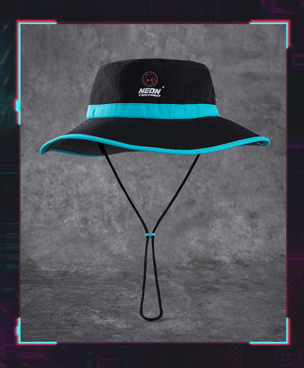 Miku Neon Techno Bucket Hat, Wide Brim Fisherman Sun Hat for Hiking, Summer Sports