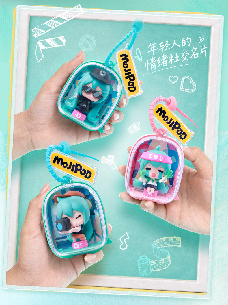 Hatsune Miku Mini Figure Blind Box with Bag Charm,7 Designs, 1 Hidden, ~5 cm Figure, Transparent Bag ~7 cm, Backpack Accessory, Includes Stickers