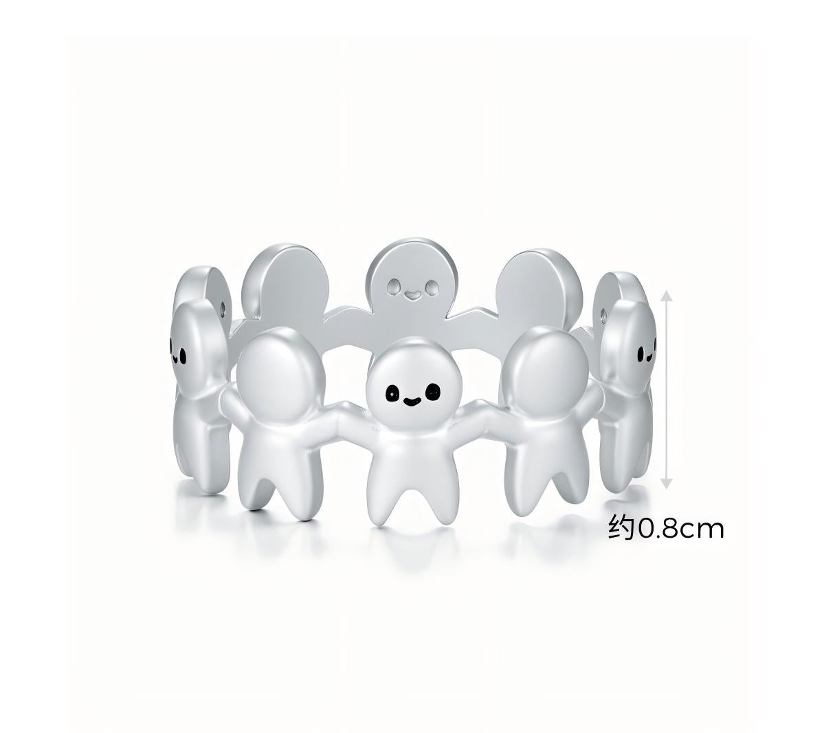 Mo Dao Zu Shi Paper Doll Anime Ring,Alloy Material, Anime-Inspired Design, Holding Hands Figure Band, 0.8 cm Band Width, Unisex Jewelry