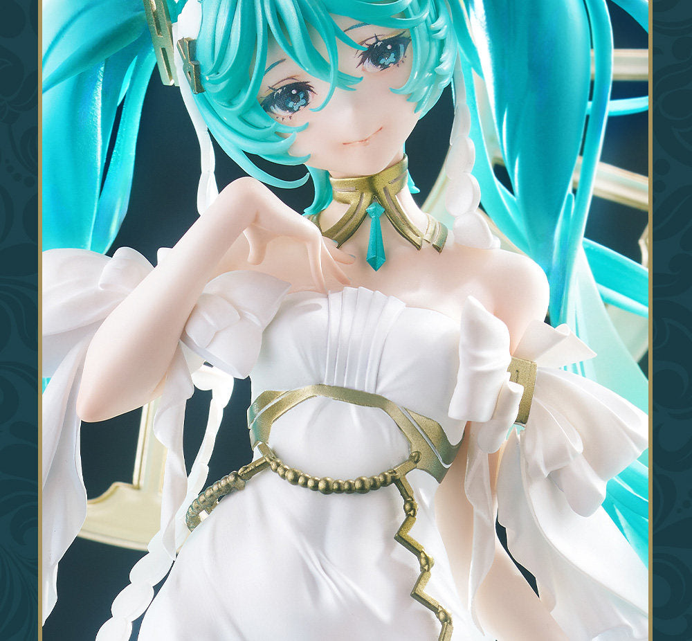 Hatsune Miku Anime Figure 1/7 Scale Collectible Statue,GSC Twin Tails Design, White Dress Version, Decorative Base, Anime Collector Figure, 1/7 Scale Model