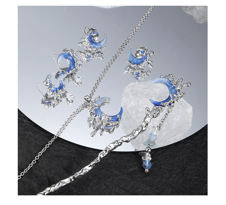 Heaven Officials Blessing Blue Moon Jewelry Collection，Crescent Moon Design, Celestial Style, Multiple Styles