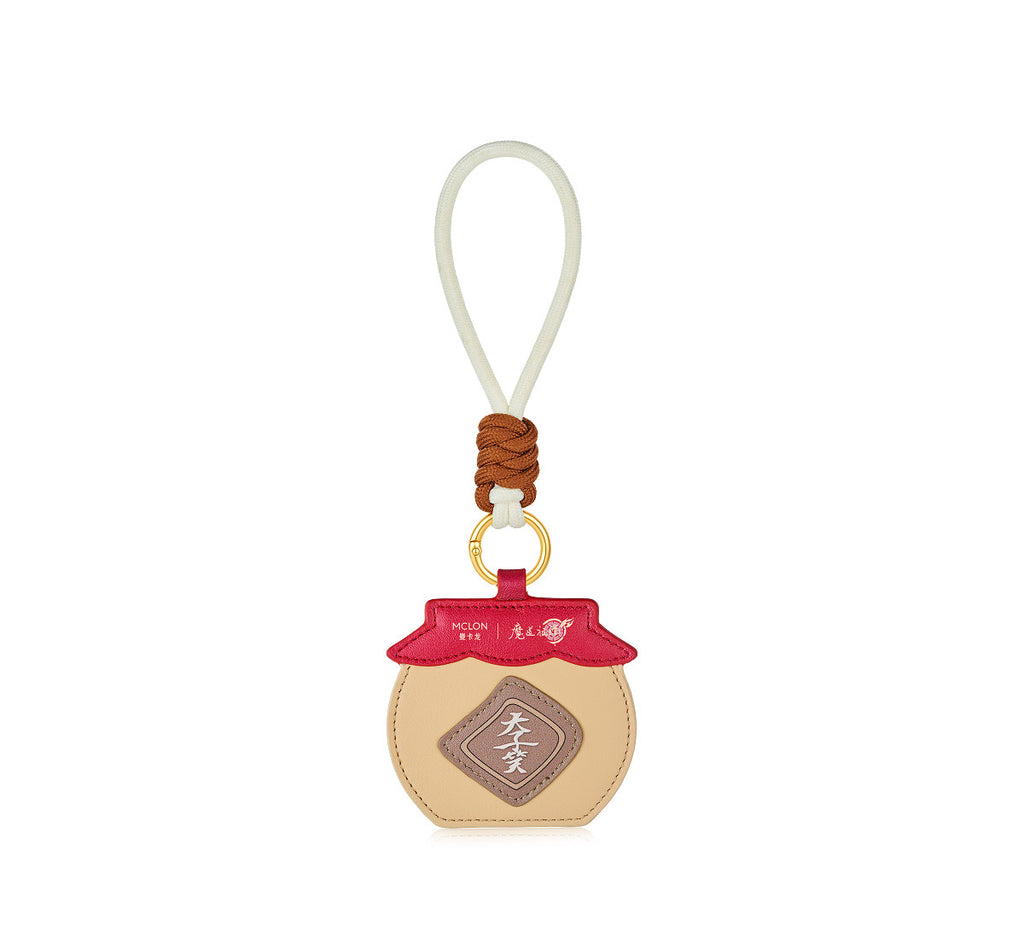 Mo Dao Zu Shi Tian Zi Xiao Gold Sticker Keychain Charm,0.01g Pure Gold Foil, Jar-Shaped Leather Charm, 4.6 x 4.6cm Sticker, Phone Strap & Bag Charm, Anime Merchandise