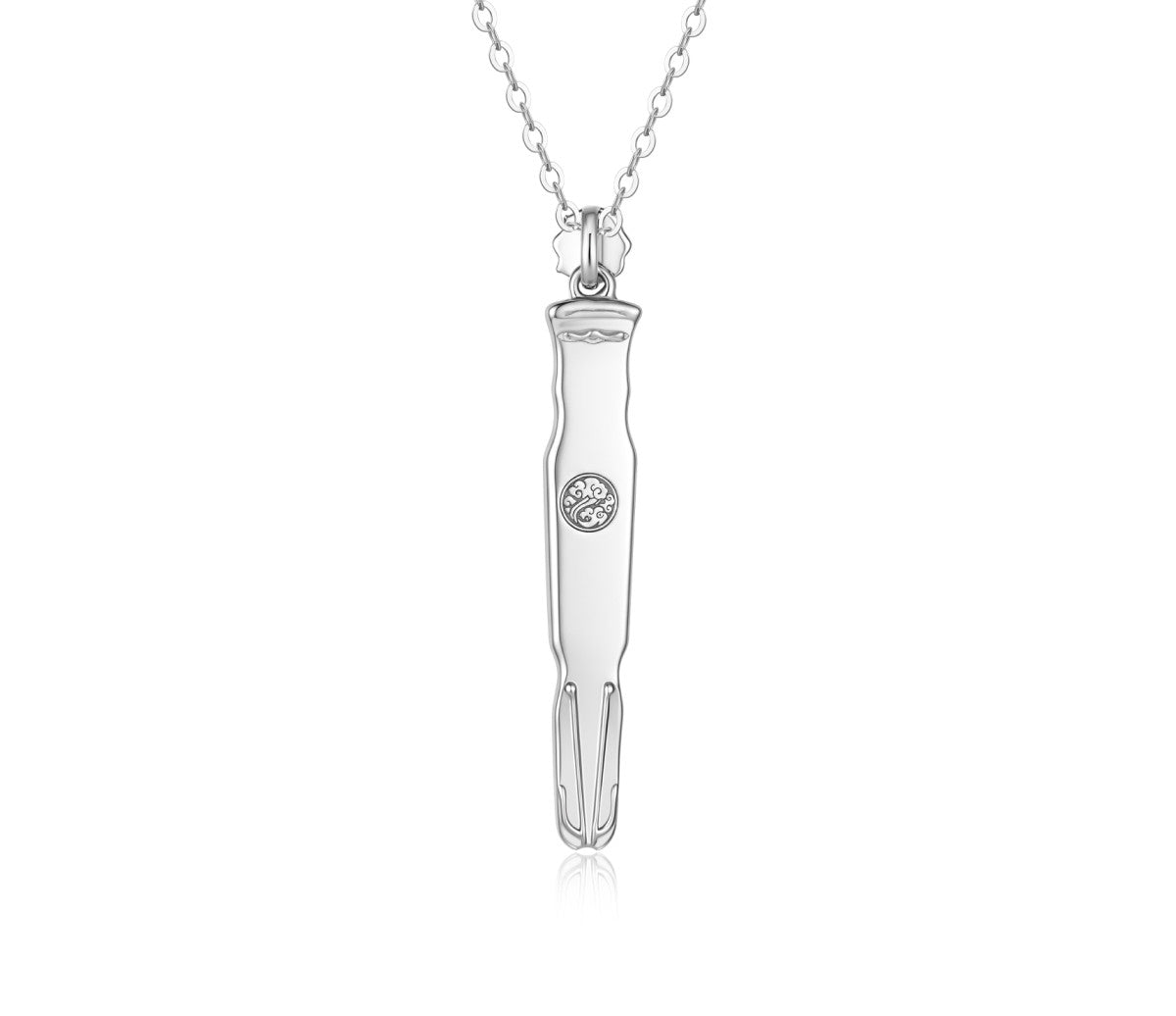 Mo Dao Zu Shi S925 Sterling Silver Wangji Qin Pendant Necklace,Blue Crystal Inlay, Intricate Floral Engraving, 45cm Adjustable Chain, Anime Collectible, Silver Jewelry Series