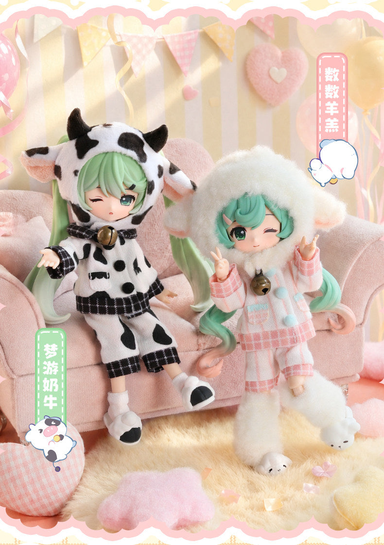 Hatsune Miku Blind Box Building Block Doll Figure, 14 cm，7 Styles with 1 Hidden, Pre-Assembled Blocks, Interchangeable Parts, Full Set Available, Approx. 14 cm Tall