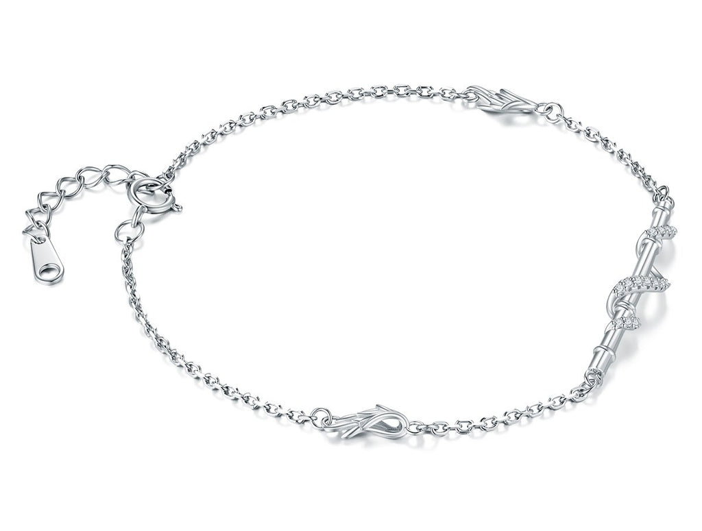Mo Dao Zu Shi Chenqing Flute S925 Sterling Silver Bracelet ,Wei Wuxian Inspired, Crystal Zirconia Accents, Adjustable Chain 18.6cm, Wing Charm Details, S925 Silver