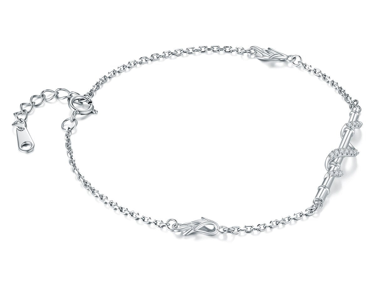 Mo Dao Zu Shi Chenqing Flute S925 Sterling Silver Bracelet ,Wei Wuxian Inspired, Crystal Zirconia Accents, Adjustable Chain 18.6cm, Wing Charm Details, S925 Silver