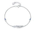 Mo Dao Zu Shi S925 Sterling Silver Bracelet Wangji Qin,Blue Crystal Accents, Adjustable Chain 18.5cm, Lan Wangji Inspired, Floral Charm Clasp, Silver Jewelry Series