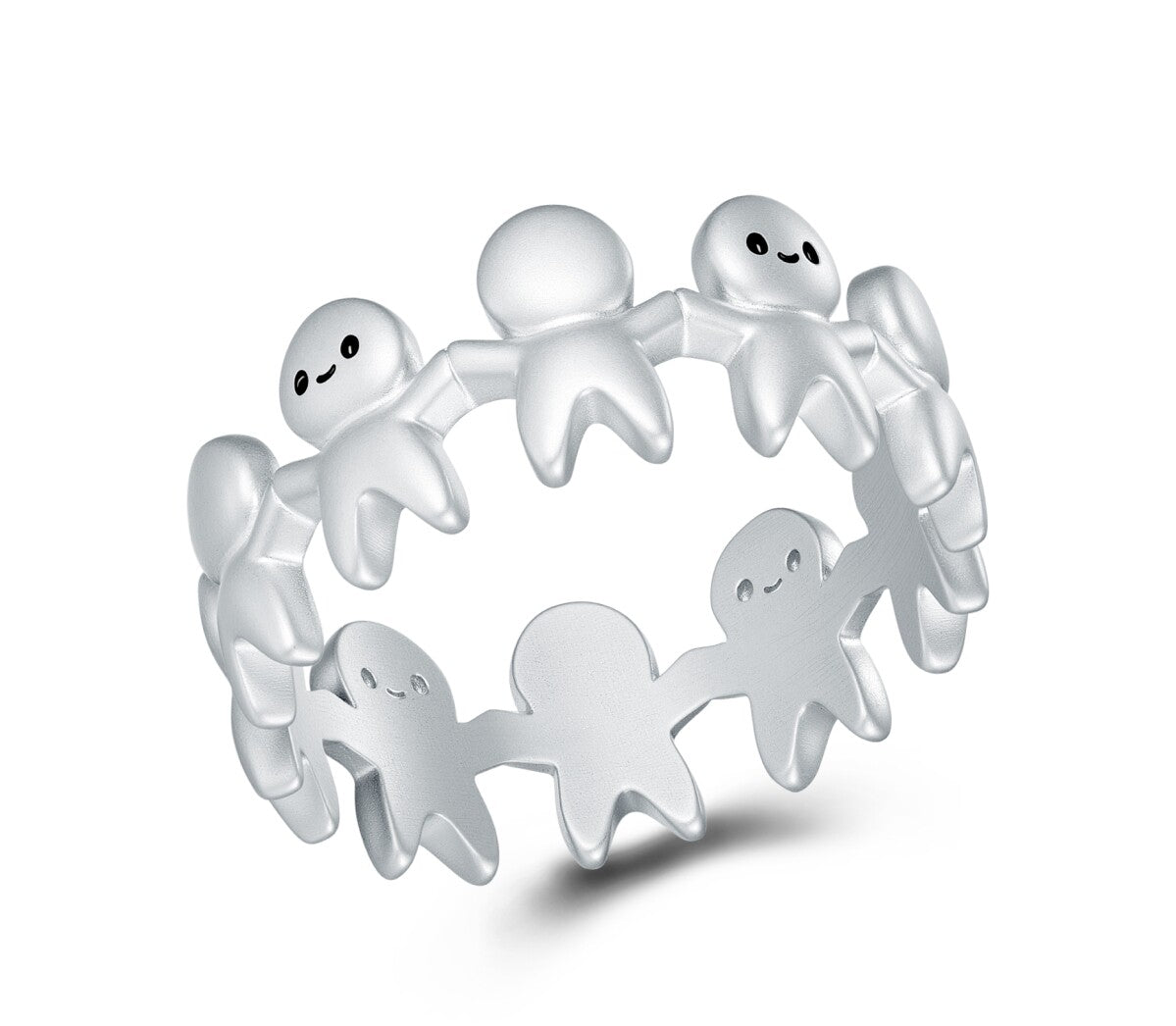 Mo Dao Zu Shi Paper Doll Anime Ring,Alloy Material, Anime-Inspired Design, Holding Hands Figure Band, 0.8 cm Band Width, Unisex Jewelry
