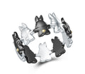 Mo Dao Zu Shi Bunny Ring Anime-Themed Alloy Ring |，Black & Silver Bunnies, Anime Inspired Design, Circular Band Style, Gold Accent Details, Alloy Material