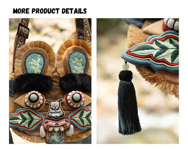 "Tiger-Head" Handcrafted Artisan Crossbody Bag - Traditional Heritage Edition（As Seen with X Æ A-Xii）