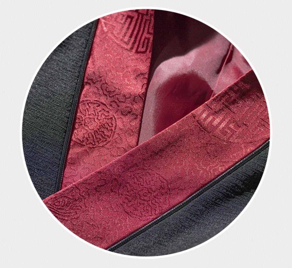 Mo Dao Zu Shi Wei Wuxian Cosplay Costume Set, Youth Style Hanfu, Traditional Chinese Robe with Accessories, Gray and Red, Multi-Piece Set for Anime Conventions