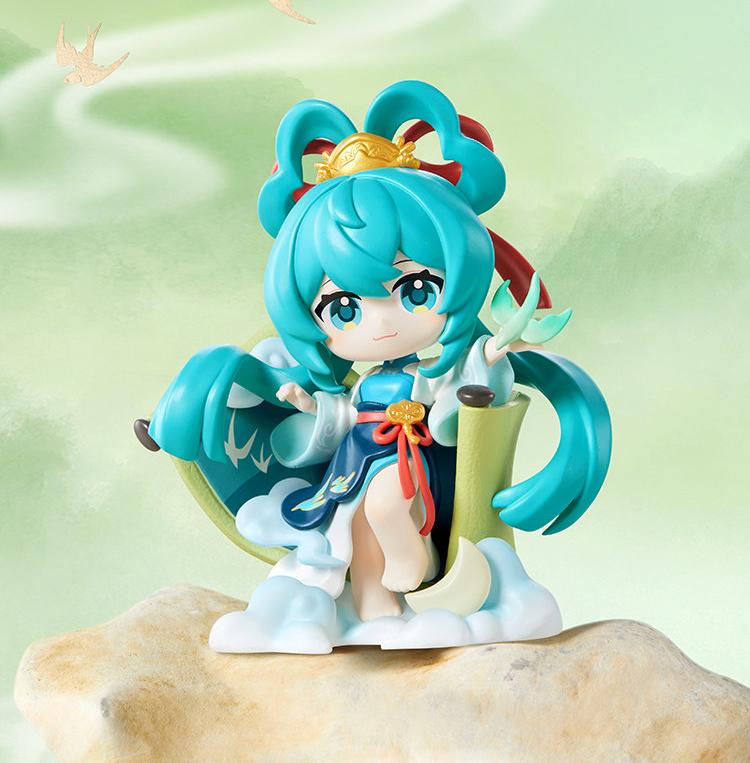 Hatsune Miku Q-Version Desktop Figurines，Mountain River Cloud Sea, Chibi Style, Collectible Series, Themed Characters, Display Figures