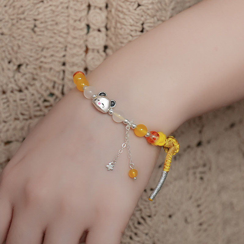 Heaven Officials Blessing Lucky Bracelet, Sterling Silver Adjustable Bracelet with Charm Bead, Anime merchandise