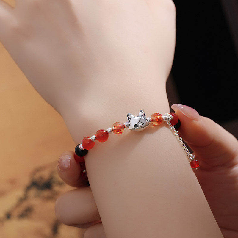 Heaven Officials Blessing Lucky Bracelet, Sterling Silver Adjustable Bracelet with Charm Bead, Anime merchandise