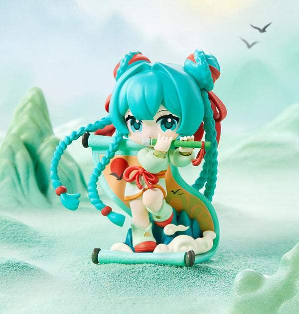 Hatsune Miku Q-Version Desktop Figurines，Mountain River Cloud Sea, Chibi Style, Collectible Series, Themed Characters, Display Figures