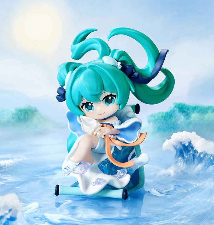 Hatsune Miku Q-Version Desktop Figurines，Mountain River Cloud Sea, Chibi Style, Collectible Series, Themed Characters, Display Figures