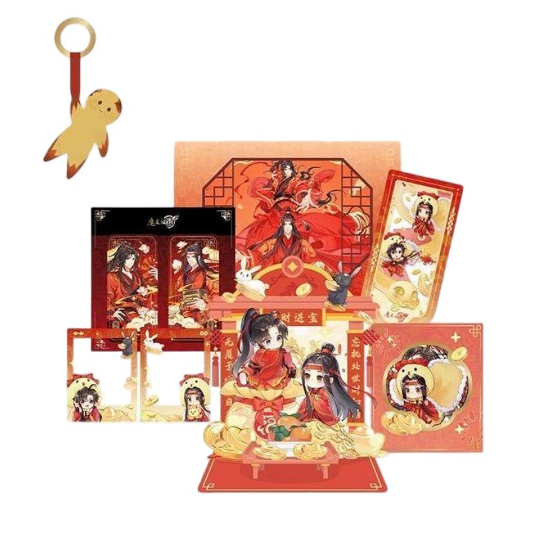 Mo Dao Zu Shi Chinese New Year Prosperity Gift Box Set, Anime Collection with Acrylic Standee, Keychain, Stickers, Bookmarks, Cards and Badges