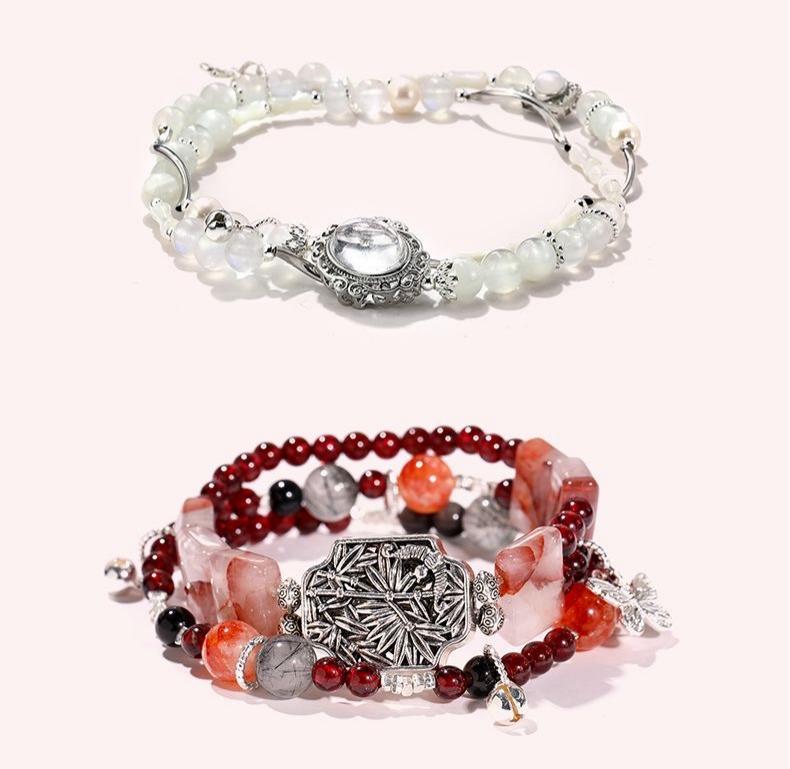Heaven Officials Blessing Lucky Bracelet, Multi-Strand Beaded Bracelet with Natural Gemstones
