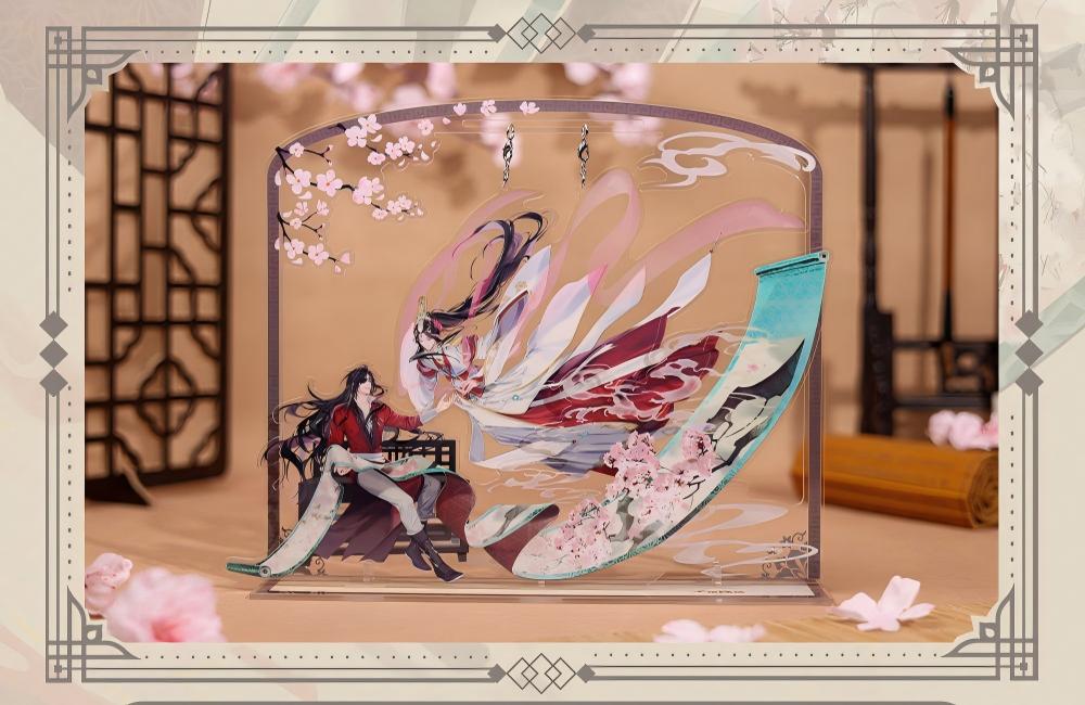 Heaven Officials Blessing Acrylic Hanging Signboard Desktop Ornament | Multi-Layer Acrylic, Cherry Blossom Design, Anime Collectible, Desk Display Stand,275 x 240mm Size
