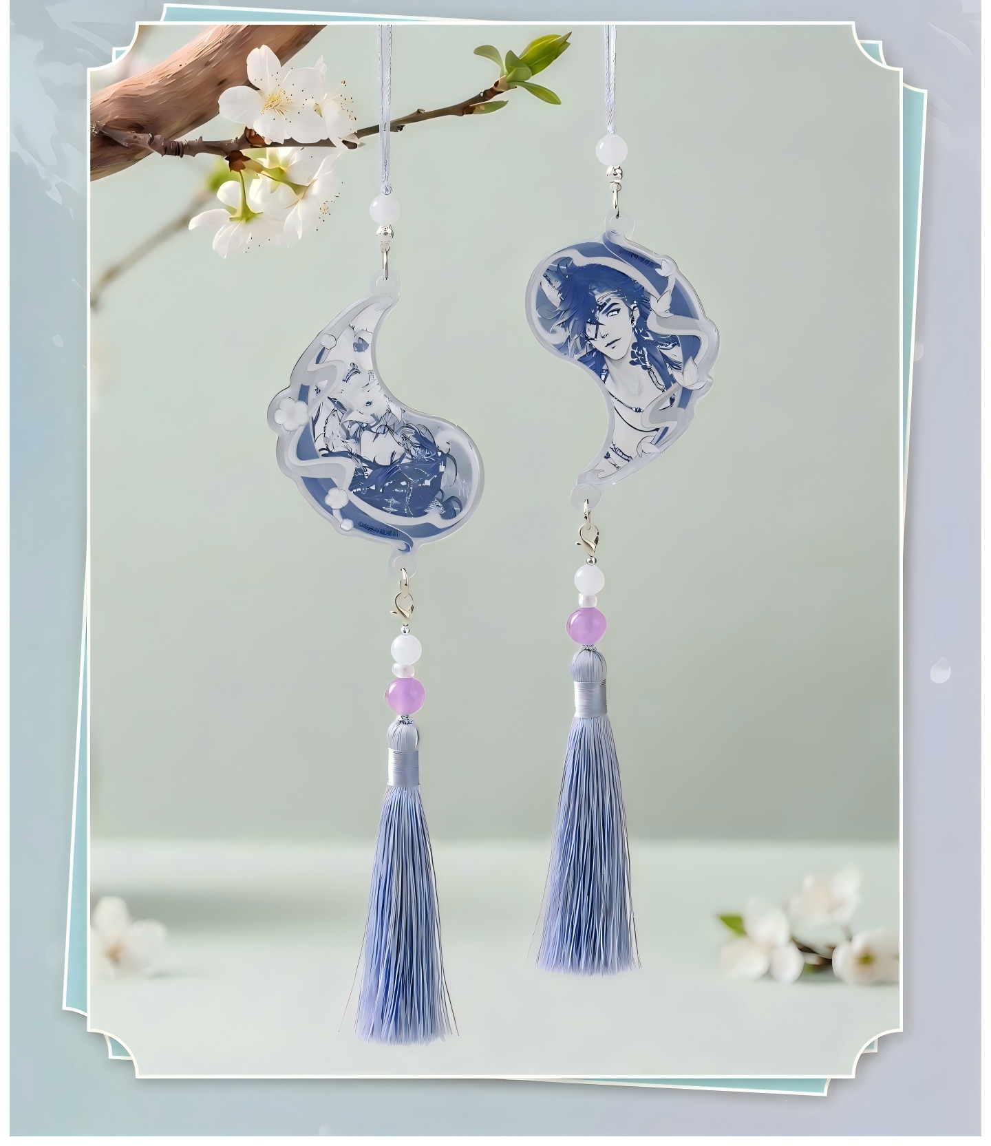 Heaven Officials Blessing Acrylic Pendant Blind Box | 9 Designs Total, 1 Hidden Design, Tassel & Bead Detail, Backpack Accessory