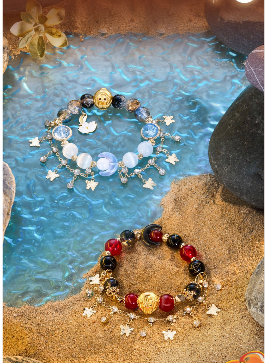 “Ming Yue Lou Lan” Traditional Chinese Beaded Bracelets Collection, Heaven Officials Blessing Anime-Inspired Jewelry, Assorted Styles with Gold and Silver Charms, Blind Box