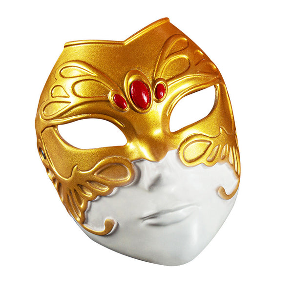 Heaven Officials Blessing Resin Cosplay Mask Desktop Collectible | Handcrafted Resin, Adjustable Elastic Band, Gold & White Finish, Role-Play Prop, Desktop Decoration
