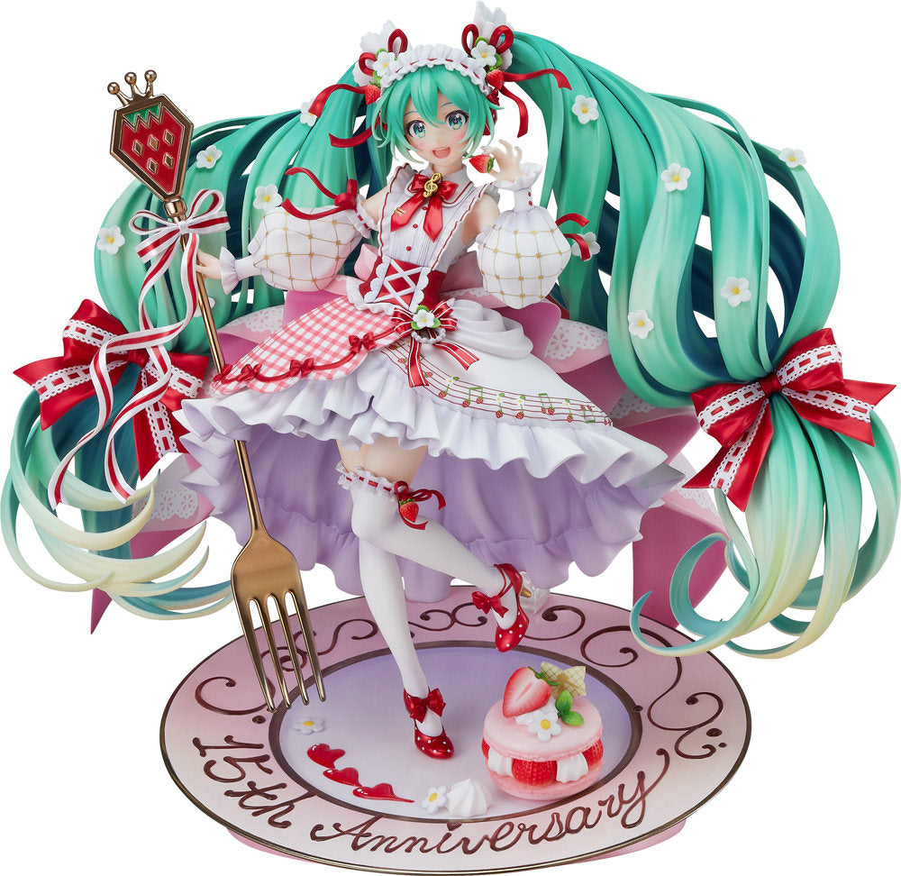 Hatsune Miku GSC 15th Anniversary Ver. Figure 29 cm，Approx. 32 cm Wide, Strawberry Themed, Detailed Sculpt, Collector's Figure, Scale Model