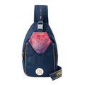 Hatsune Miku Anime Crossbody Sling Bag, 31 x 18 x 9 cm | Shoulder & Chest Carry, Navy Blue with Gold Trim, Gradient Shield Detail, Adjustable Strap, Multifunctional