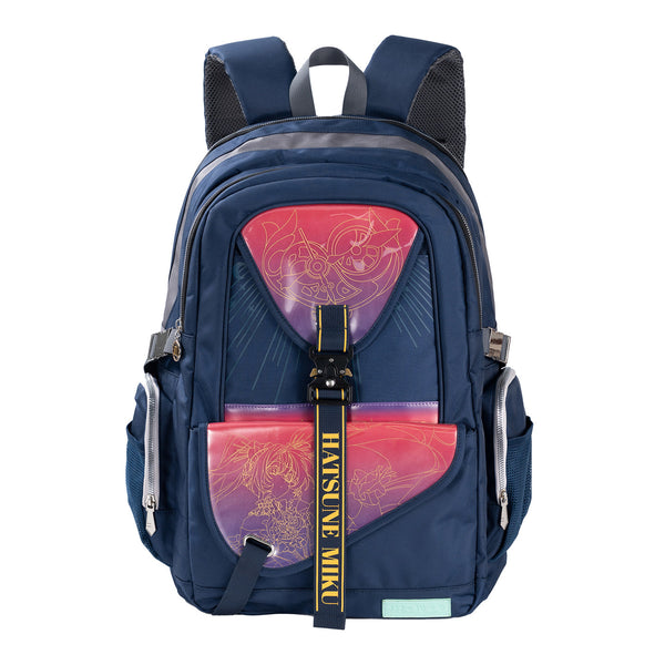 Hatsune Miku Anime Backpack Navy Blue, 34 x 20 x 50 cm | Lightweight, Multifunctional, Multiple Pockets, Padded Shoulder Straps, Anime Character Print