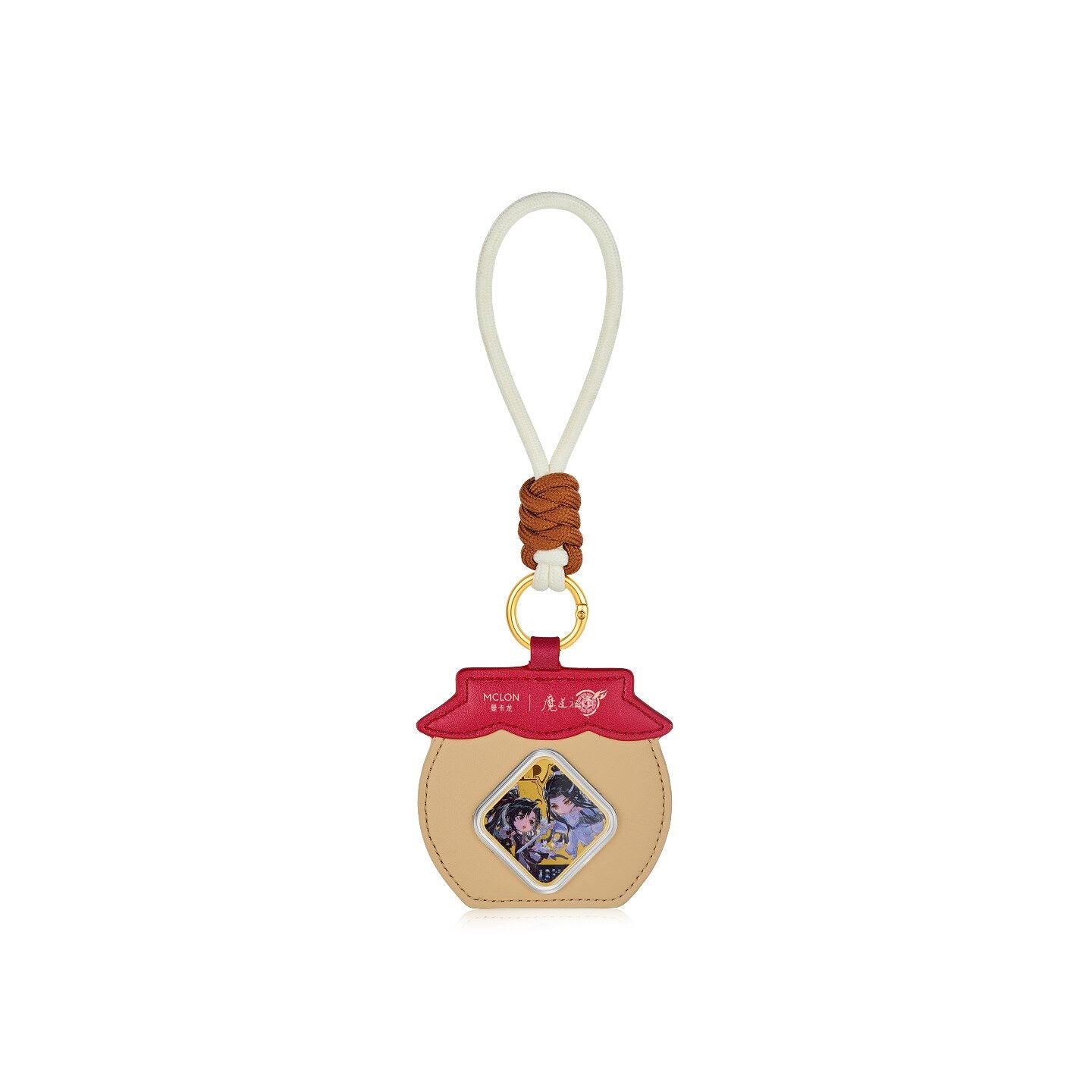Mo Dao Zu Shi Tian Zi Xiao Gold Sticker Keychain Charm,0.01g Pure Gold Foil, Jar-Shaped Leather Charm, 4.6 x 4.6cm Sticker, Phone Strap & Bag Charm, Anime Merchandise