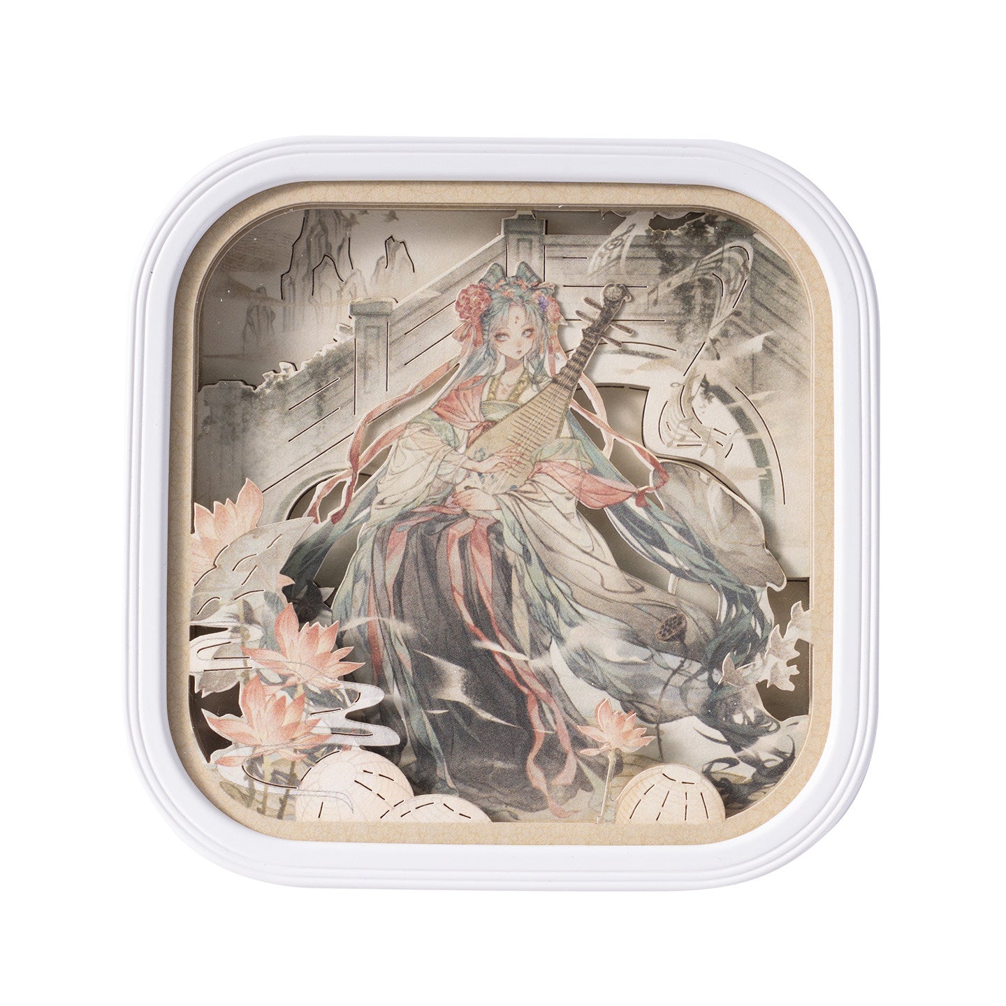 Hatsune Miku Paper-Cut Night Light Lamp, 3 Dimming Modes,Chinese Art Style, 98 x 98 x 33mm, Battery Powered, 3 AAA Batteries Required, Layered Paper-cut Design