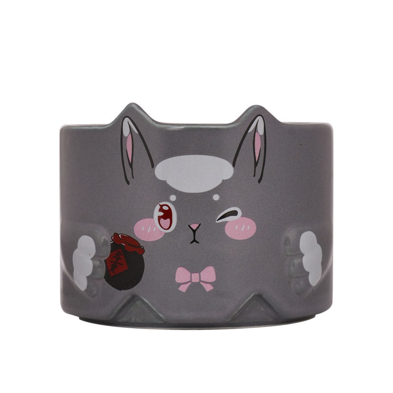 Mo Dao Zu Shi Anime Rabbit Ceramic Cup 300ml Stackable，Two Styles: White & Gray, Stackable Design, 7.5cm Height, Anime Character Art, Ceramic Material