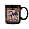 Heaven Officials Blessing Color-Changing Ceramic Mug 300ml,Heat & Cold Reactive, Hidden Pattern Reveal, Chibi Anime Design, 9.5cm Tall, Black Finish