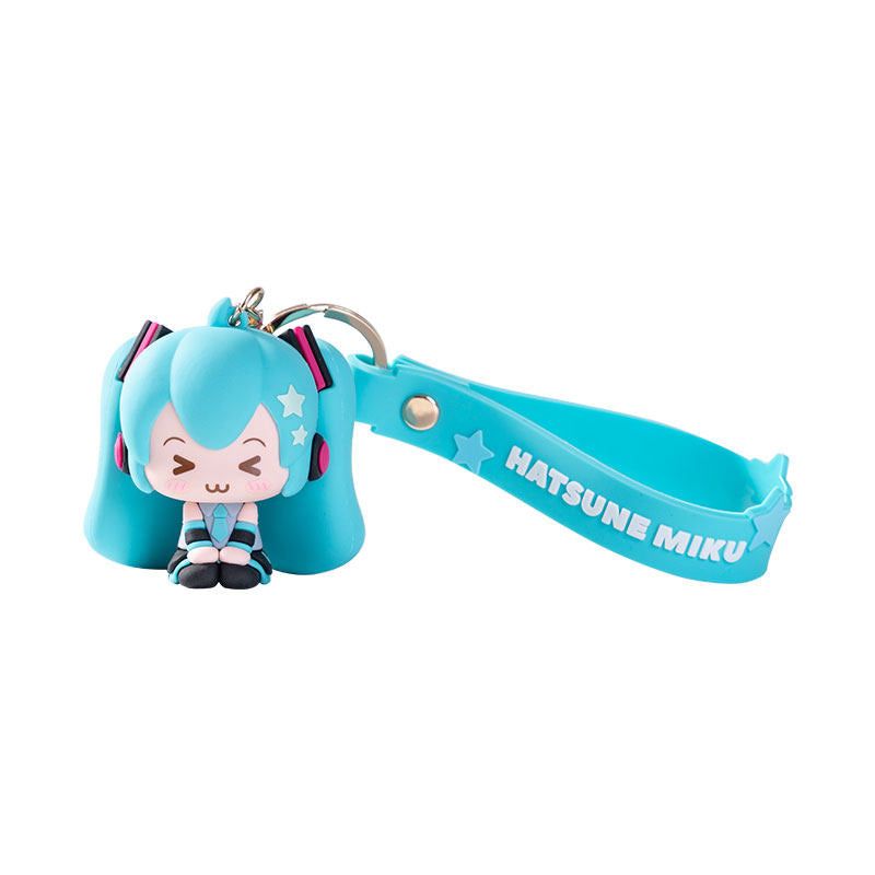Miku PVC Soft Rubber Keychain Backpack Pendant | 6cm Figure, 11cm Strap, Anime Character, Bag Accessory, Metal Key Ring