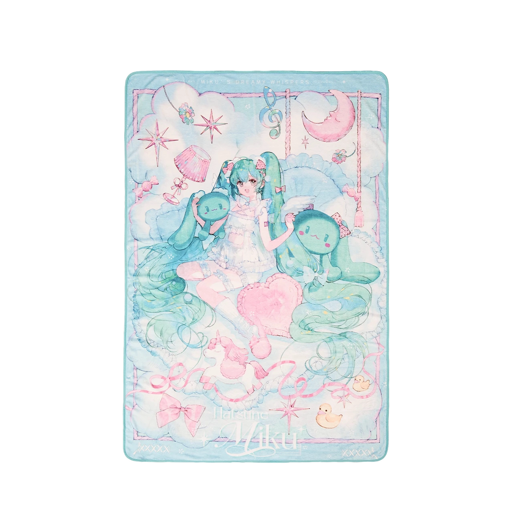 Hatsune Miku Dreamy Whispers Anime Air Conditioning Blanket | 117 x 171 cm, Anime Merchandise, Full-Print Design, Soft Throw Blanket, Pastel Colour Art