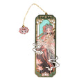 Hatsune Miku Metal Bookmark for Anime Fans with Floral Chain,Gold Chain Pendant, Lotus Flower Charm, 52 x 120mm Size, Chinese Art Style, Enamel Detailing