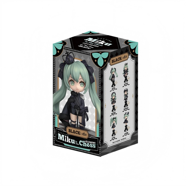 Hatsune Miku Chess Style Mini Figurine Blind Box，Desktop Collectible，13cm Tall Figures, ABS+PVC Material（Black）
