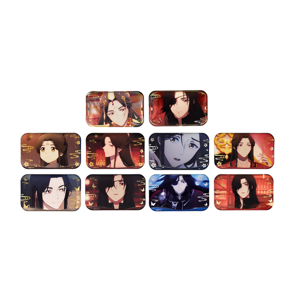 Heaven Officials Blessing Badge Blind Box Series,8 Regular + 2 Hidden Styles, Random Assortment, 7x4.4 cm Badge Size, Anime Collectible