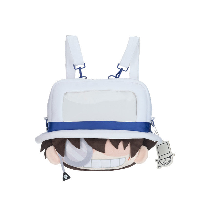 Detective Conan Anime Character Backpack, Large Capacity Shoulder Bag with Plush Toy Design