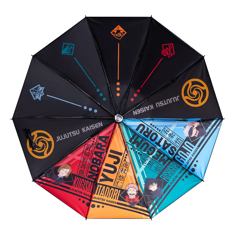 Jujutsu Kaisen Windproof Folding Umbrella，Rain or shine, with lighting