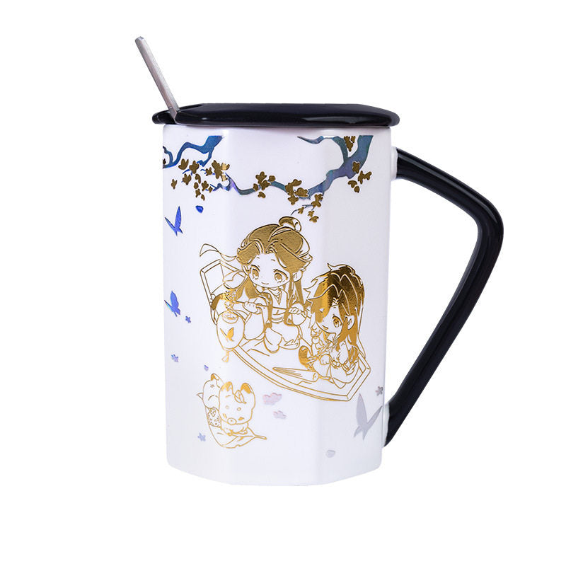 Heaven Officials Blessing Ceramic Mug, 350ml, 12cm, with Lid and Spoon, Anime Theme Water