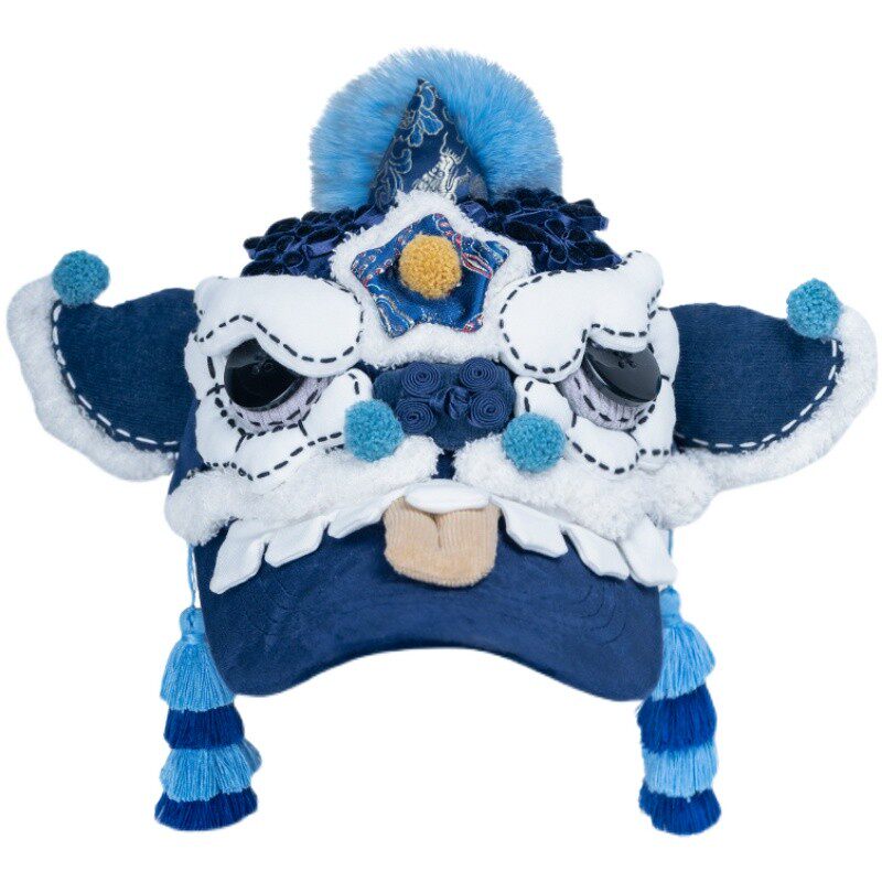"Awakened Lion" Heritage Baseball Cap - Traditional Folk Art Series，Available in Crimson Red & Deep Sea Blue