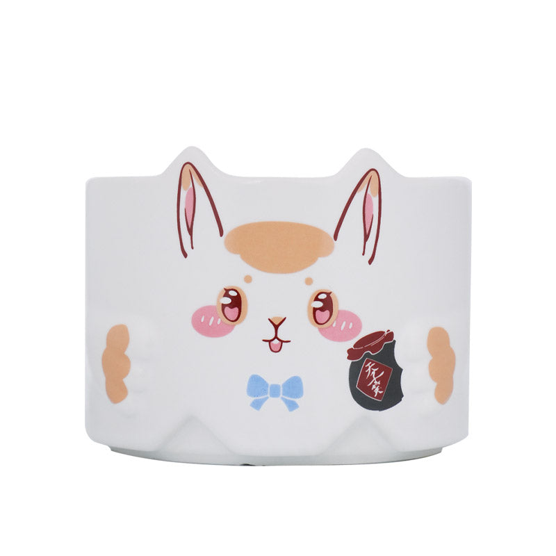 Mo Dao Zu Shi Anime Rabbit Ceramic Cup 300ml Stackable，Two Styles: White & Gray, Stackable Design, 7.5cm Height, Anime Character Art, Ceramic Material