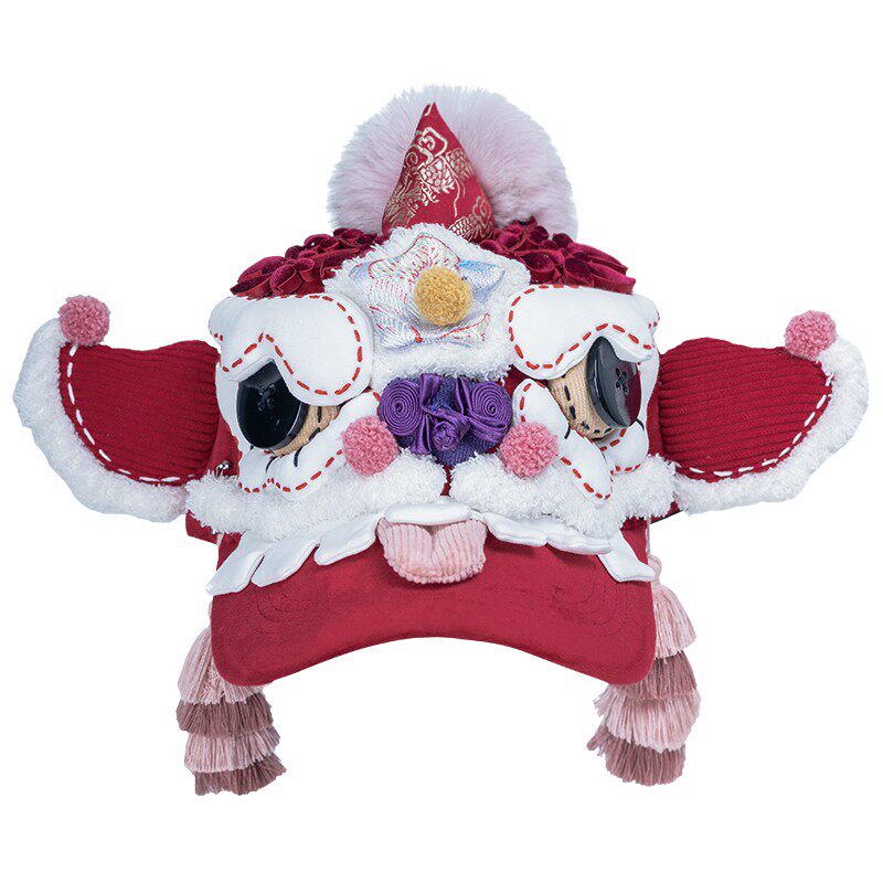 "Awakened Lion" Heritage Baseball Cap - Traditional Folk Art Series，Available in Crimson Red & Deep Sea Blue