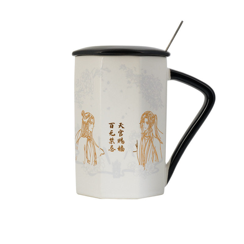 Heaven Officials Blessing Ceramic Mug, 350ml, 12cm, with Lid and Spoon, Anime Theme Water