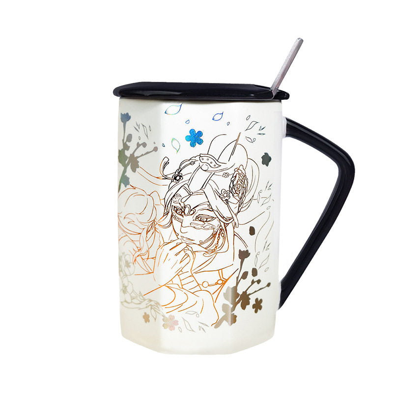 Heaven Officials Blessing Ceramic Mug, 350ml, 12cm, with Lid and Spoon, Anime Theme Water